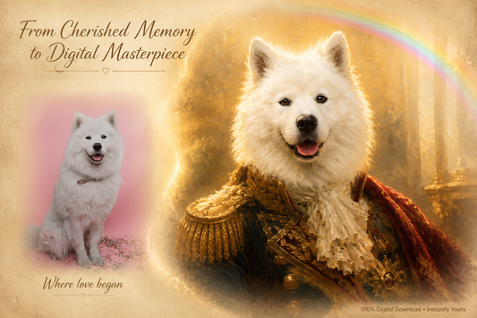 Royal Oil Painting Style Custom Pet Memorial Portrait – AI‑Generated (King / General / Princess)