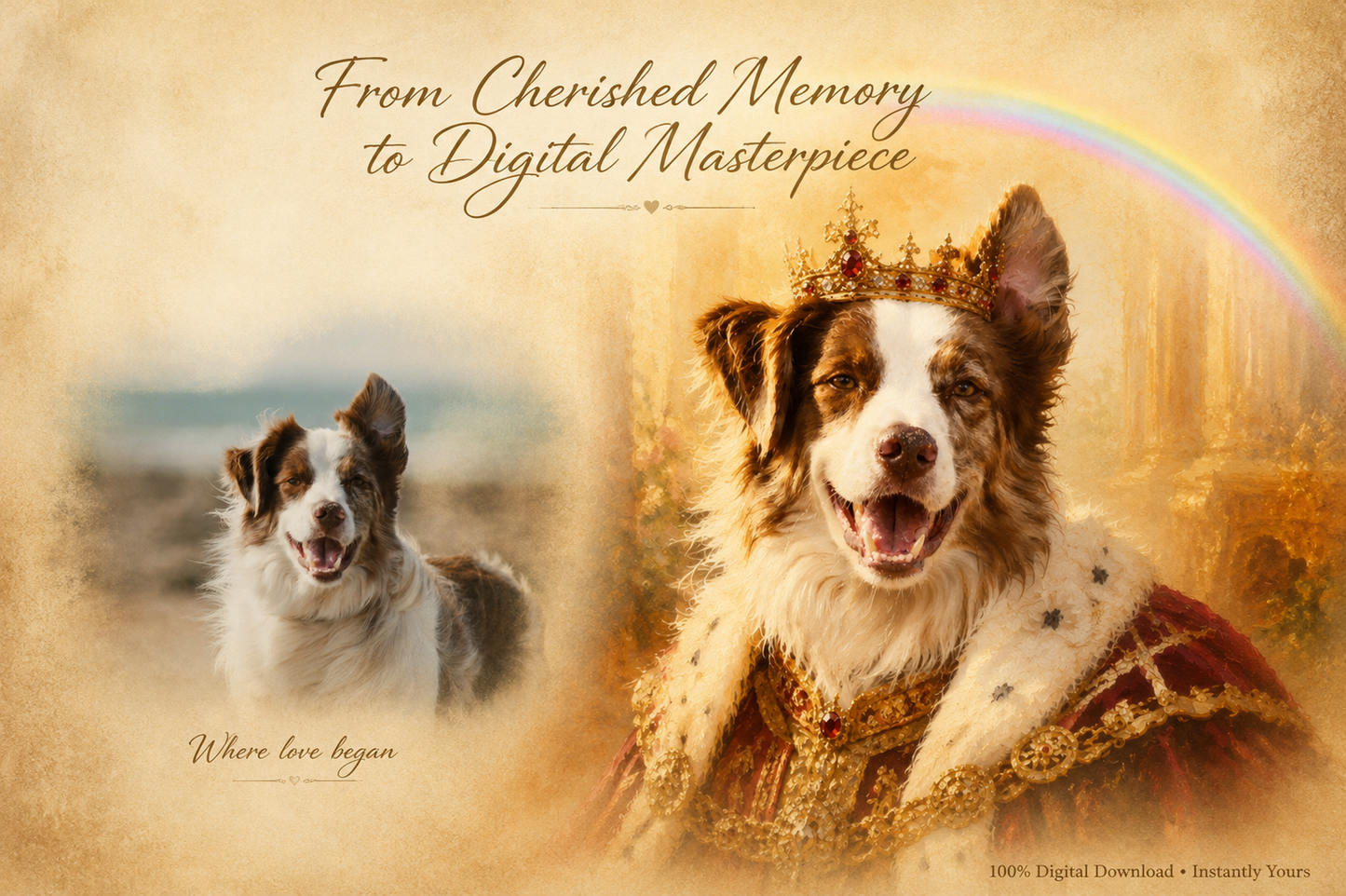 Royal Oil Painting Style Custom Pet Memorial Portrait – AI‑Generated (King / General / Princess)